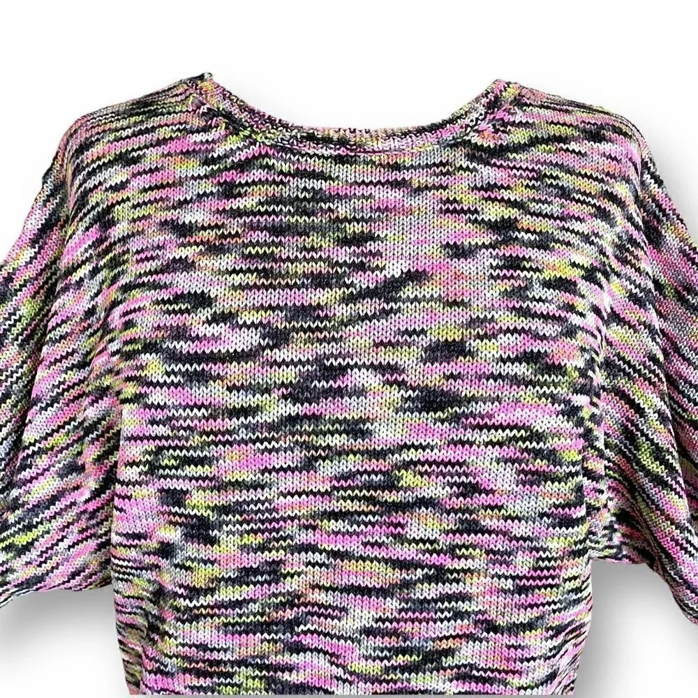 Suoli Womens Space Dye Sweater Sz IT 40 US S Pink Green Gray Cotton Vback Jumper